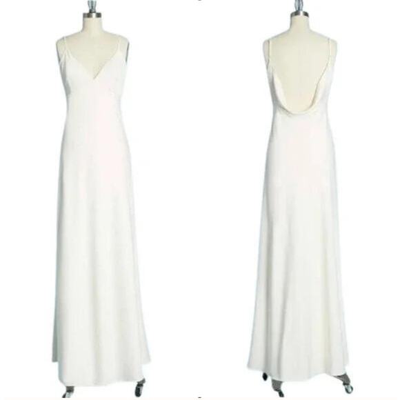 ModCloth Embrace Elegance Satin Ivory Cowl Back Maxi Dress - Picture 2 of 11